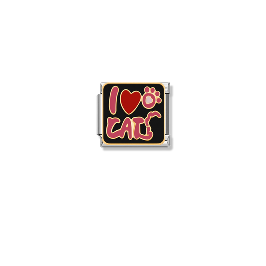 I ♡ Cat – silver Italian charm by Italycharm