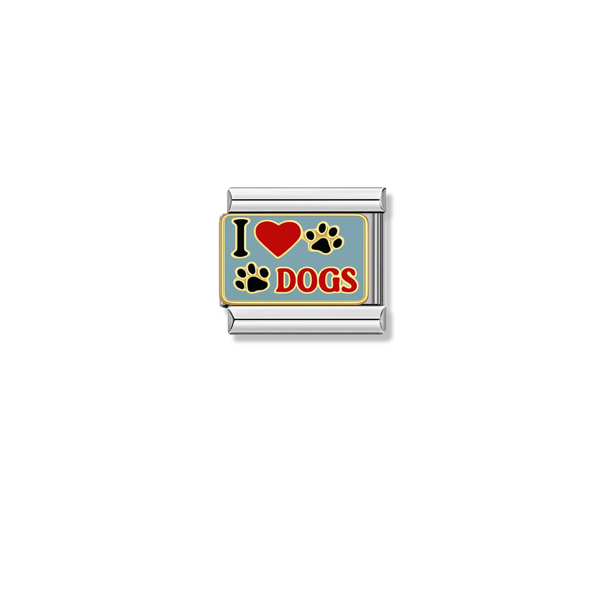 I Love Dogs – silver Italian charm by Italycharm