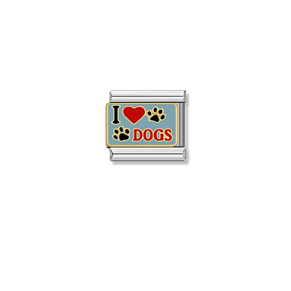 I Love Dogs – silver Italian charm by Italycharm