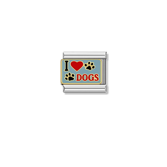 I Love Dogs – silver Italian charm by Italycharm