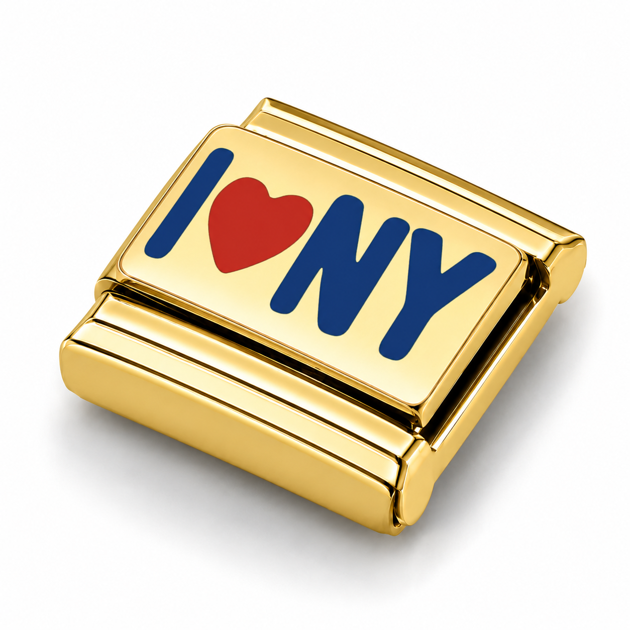 I Love NY – gold Italian charm close-up view