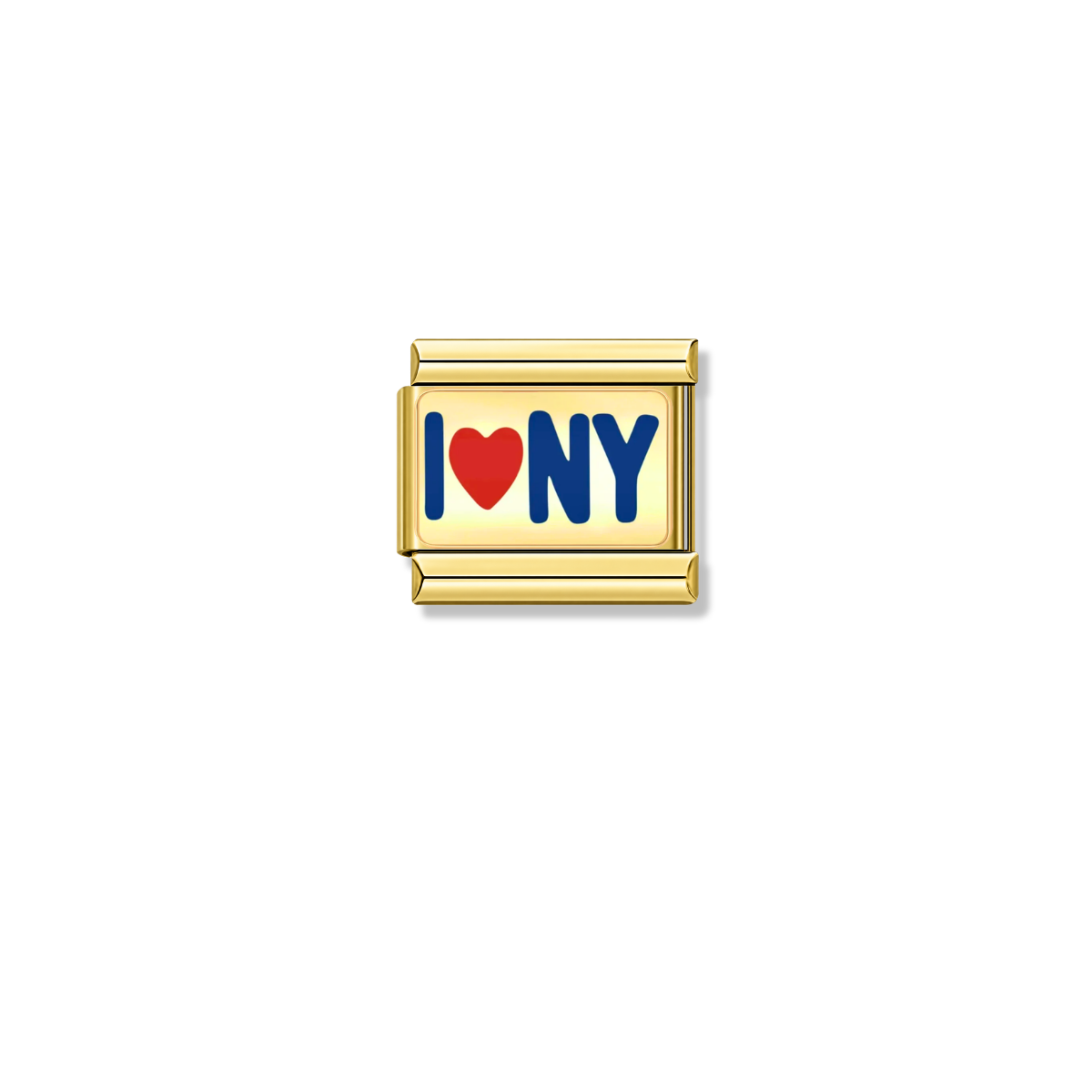I Love NY – gold Italian charm by Italycharm