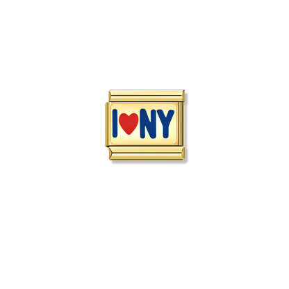 I Love NY – gold Italian charm by Italycharm