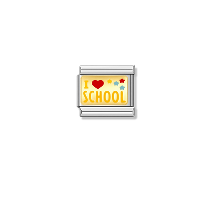 I Love School – silver Italian charm by Italycharm
