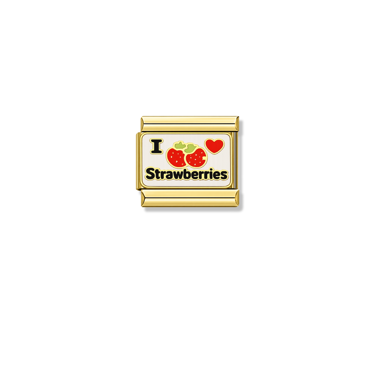 I Love Strawberries – gold Italian charm by Italycharm