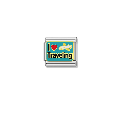 I Love Traveling – silver Italian charm by Italycharm