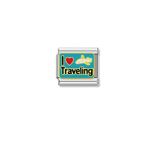 I Love Traveling – silver Italian charm by Italycharm