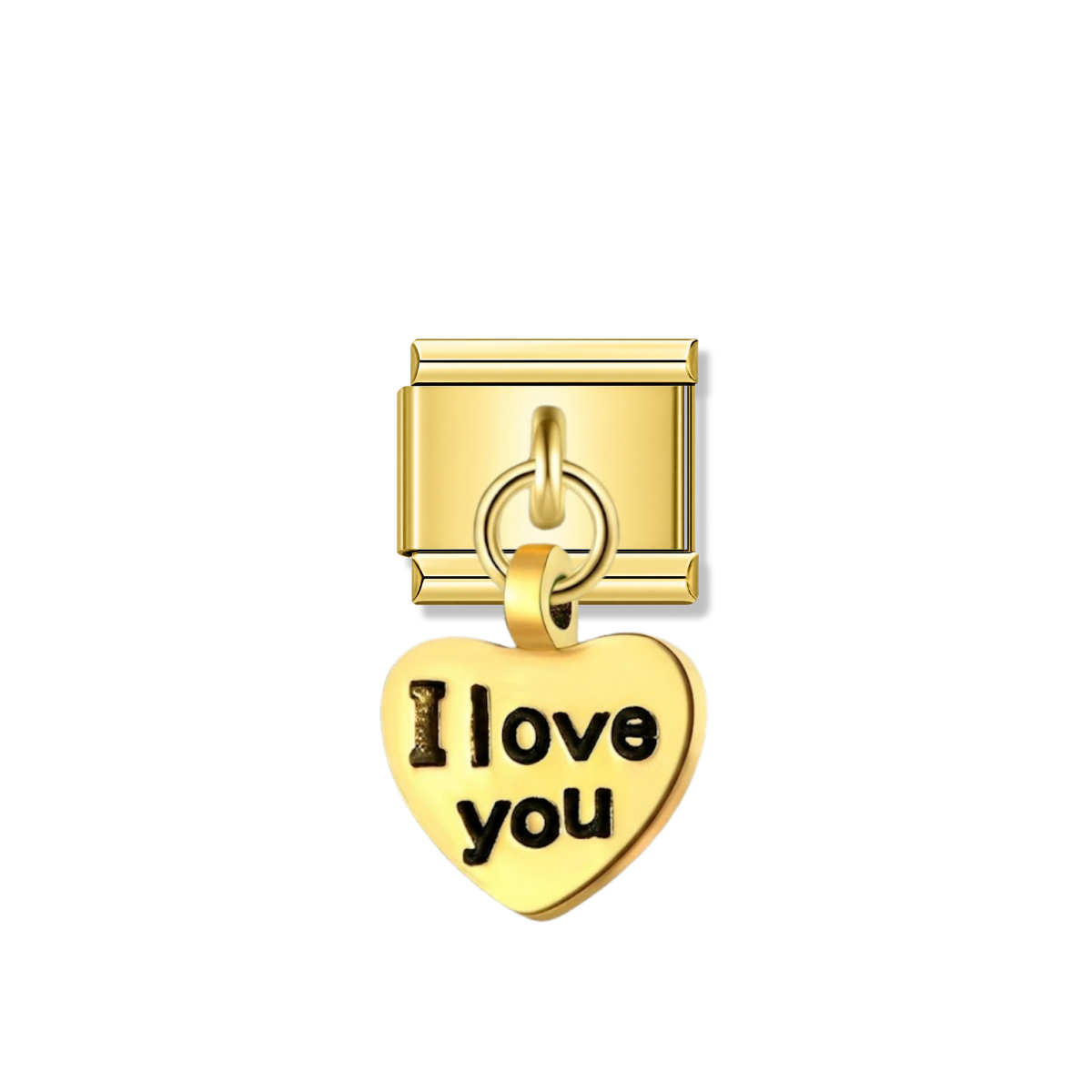 I Love You – gold Italian pendant charm by Italycharm
