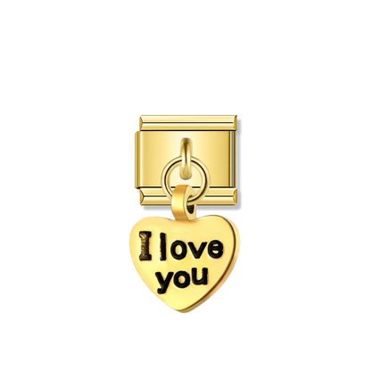 I Love You – gold Italian pendant charm by Italycharm