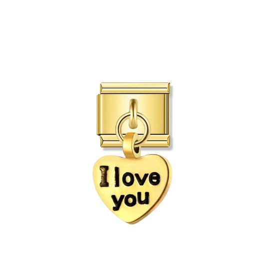 I Love You – gold Italian pendant charm by Italycharm