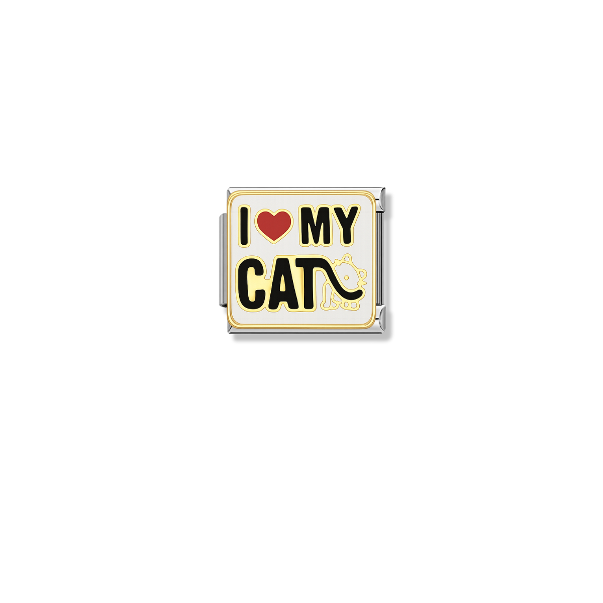 I ♡ my Cat – silver Italian charm by Italycharm