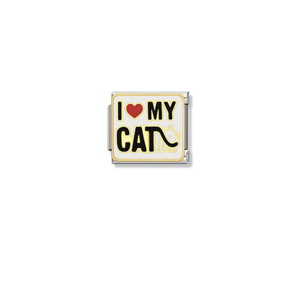 I ♡ my Cat – silver Italian charm by Italycharm