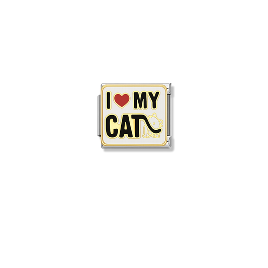 I ♡ my Cat – silver Italian charm by Italycharm