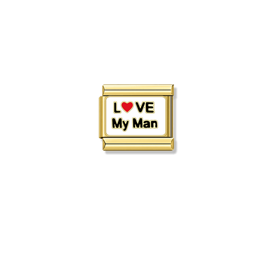 I ♡ my Man – gold Italian charm by Italycharm