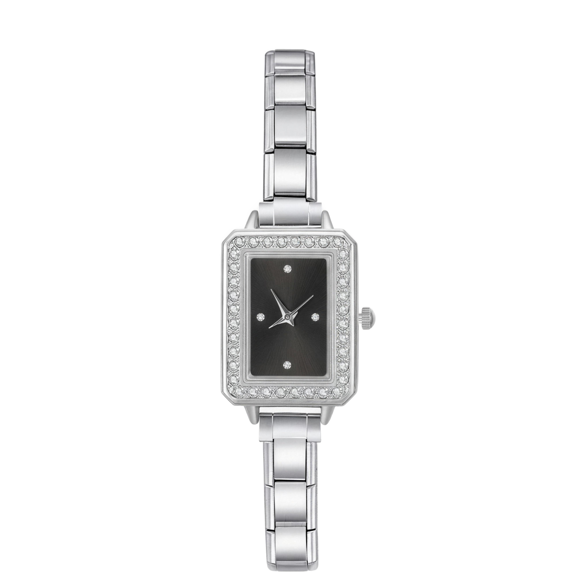 Imperiale Square – Black Dial Silver Women's Watch | Italycharm – Italian charm watch by Italycharm