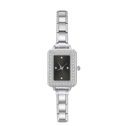 Imperiale Square – Black Dial Silver Women's Watch | Italycharm – Italian charm watch by Italycharm