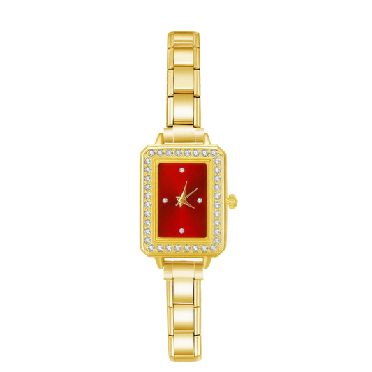Imperiale Square – Ruby Red Dial Gold Women's Watch | Italycharm – Italian charm watch by Italycharm