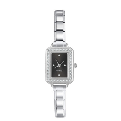 Imperiale Square – Black Dial Silver Women's Watch | Italycharm – Italian charm watch by Italycharm