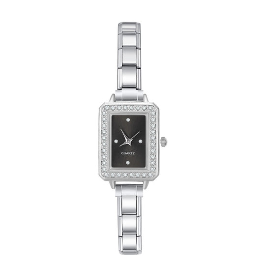 Imperiale Square – Black Dial Silver Women's Watch | Italycharm – Italian charm watch by Italycharm