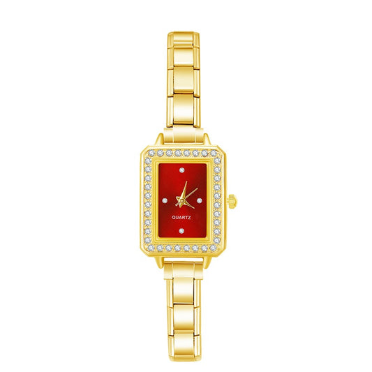Imperiale Square – Ruby Red Dial Gold Women's Watch | Italycharm – Italian charm watch by Italycharm