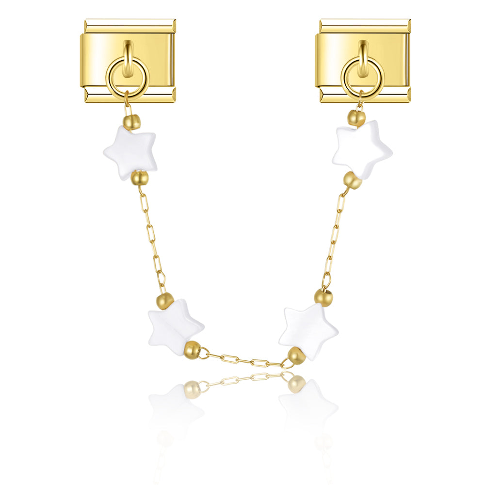 Ivory Nacre Mother of Pearl Stars - Gold Chain Charm