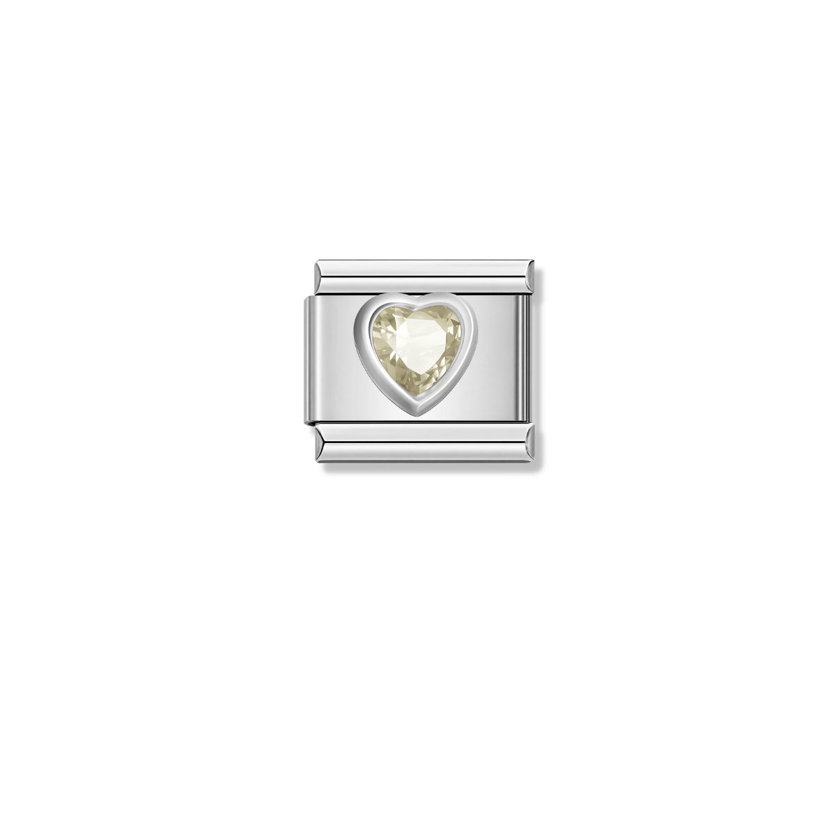 Ivory Resin Heart – silver Italian charm by Italycharm