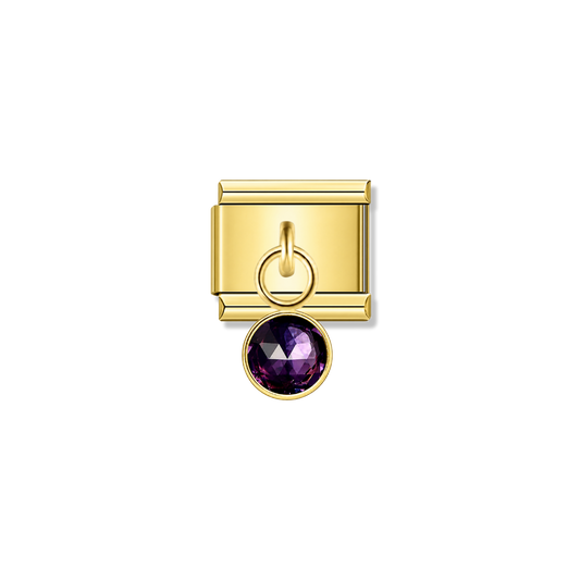 January Birthstone with CZ – gold Italian pendant charm by Italycharm