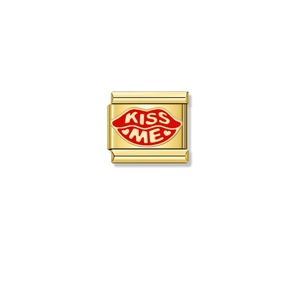 KISS ME – gold Italian charm by Italycharm