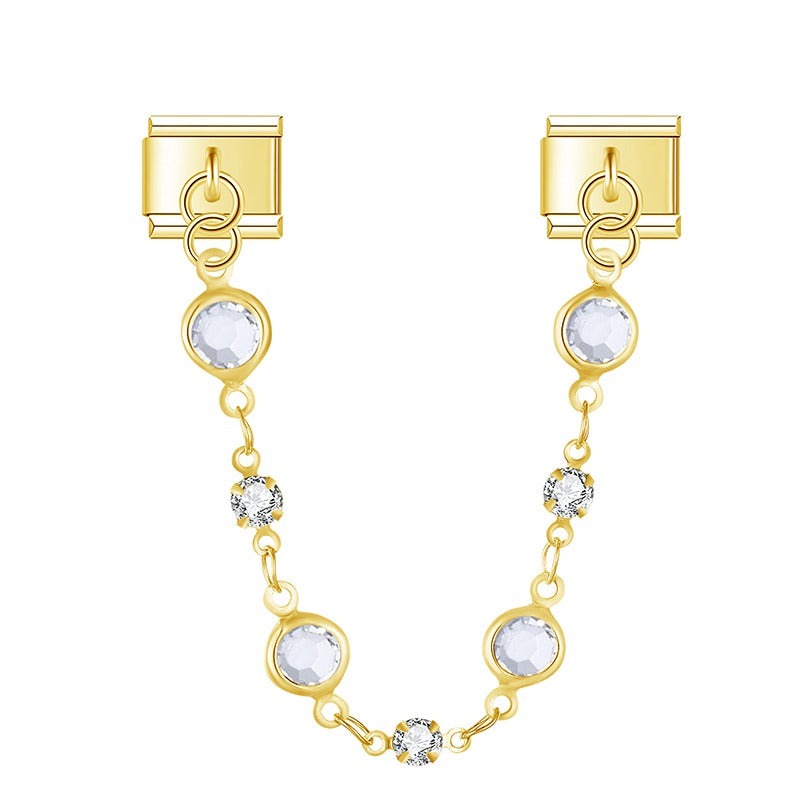 Krystal Valeria With CZ - Silver Chain Charm