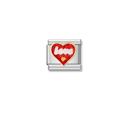 Love Sparkling Heart – silver Italian charm by Italycharm