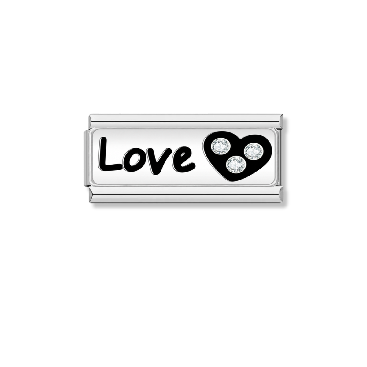 Love with CZ Heart – silver Italian bar charm by Italycharm