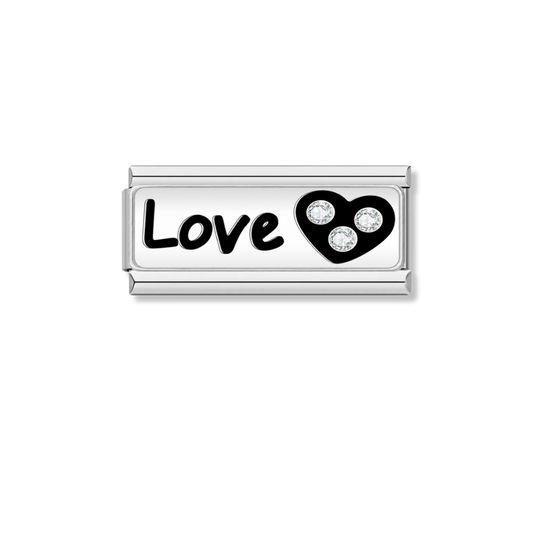 Love with CZ Heart – silver Italian bar charm by Italycharm