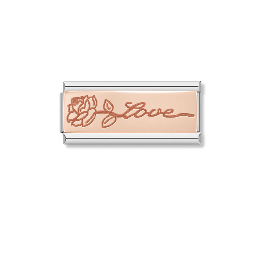 Love with Flower - Silver Rose Bar Charm – Italian charm by Italycharm