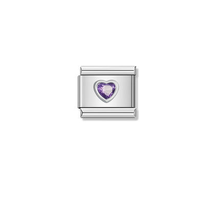 Lavender Purple Resin Heart – silver Italian charm by Italycharm