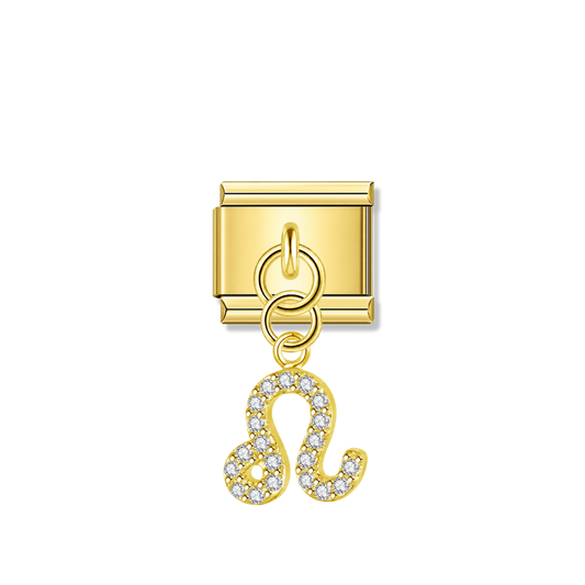 Leo with CZ – Gold Italian Pendant Charm – Italian charm by Italycharm