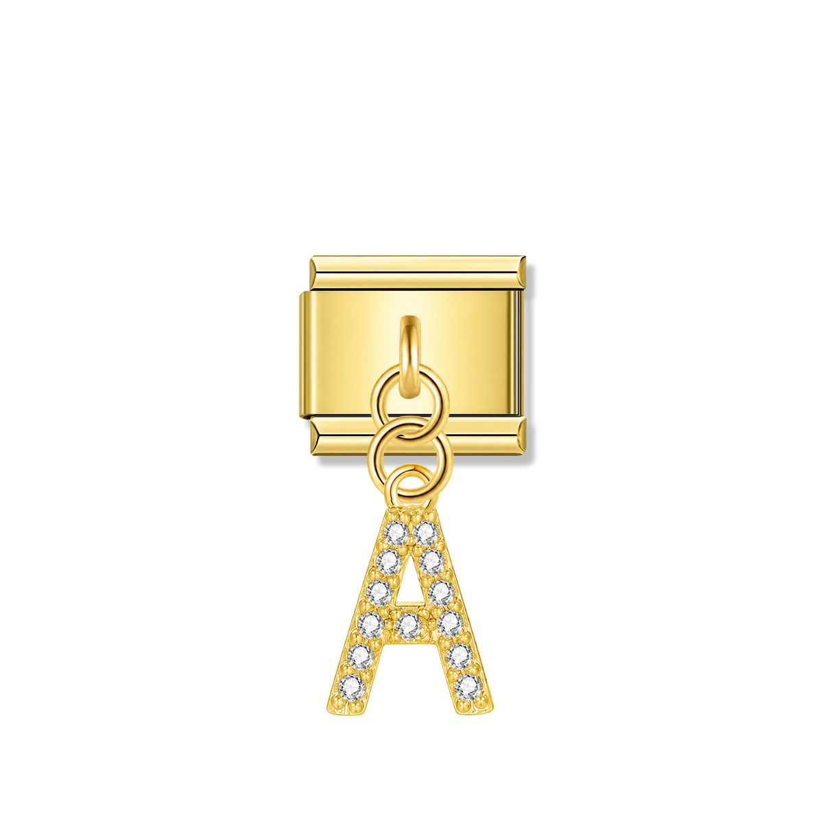 Letter A with CZ – gold Italian pendant charm by Italycharm