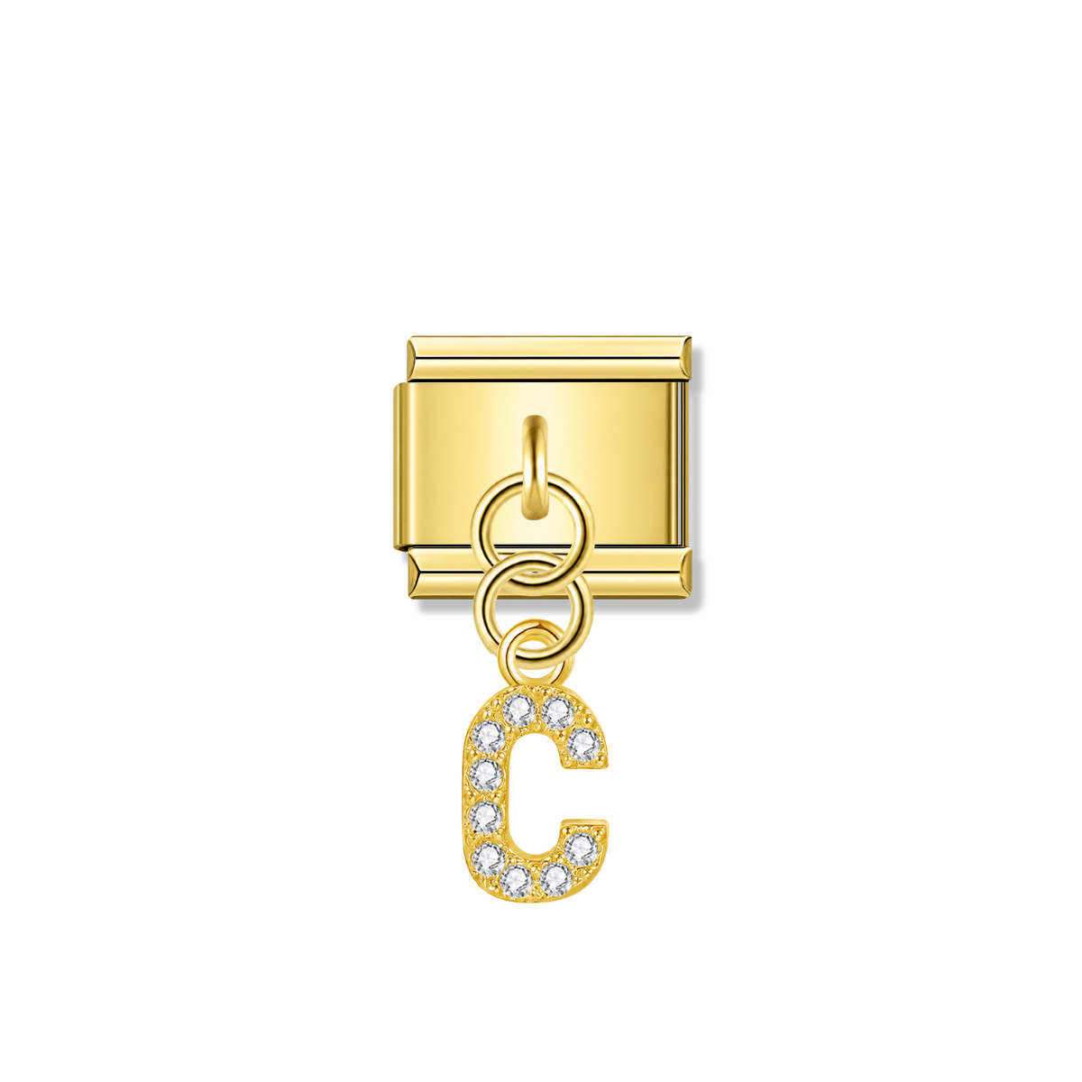 Letter C with CZ – gold Italian pendant charm by Italycharm