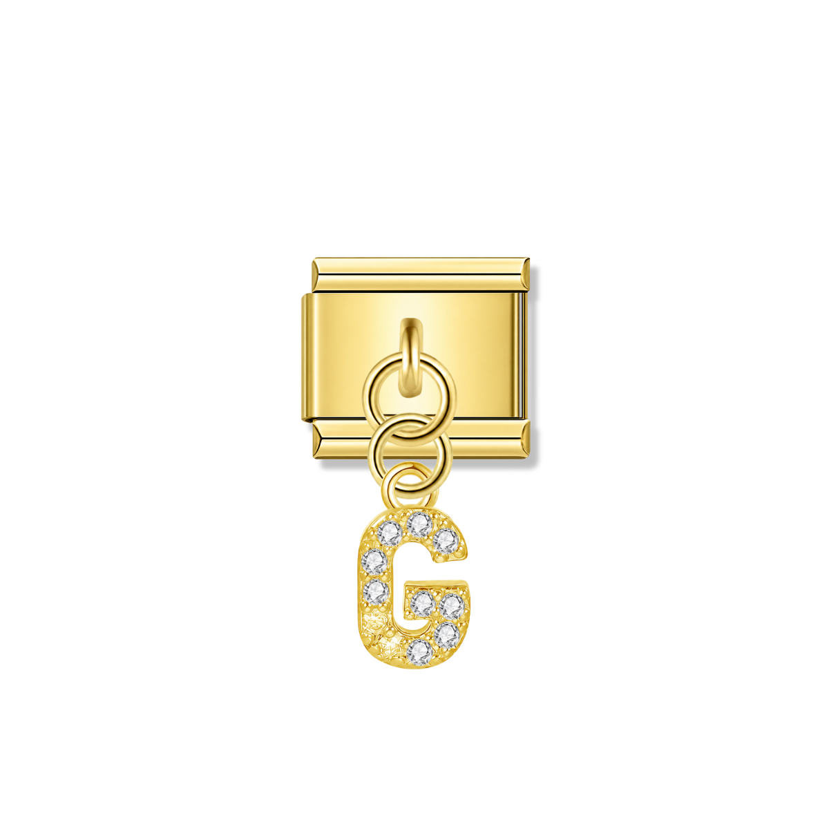Letter G with CZ – gold Italian pendant charm by Italycharm