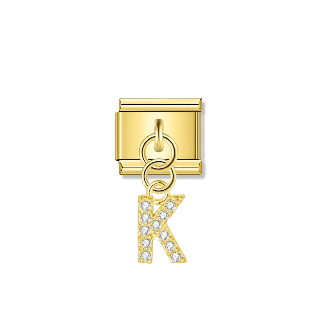 Letter K with CZ – gold Italian pendant charm by Italycharm