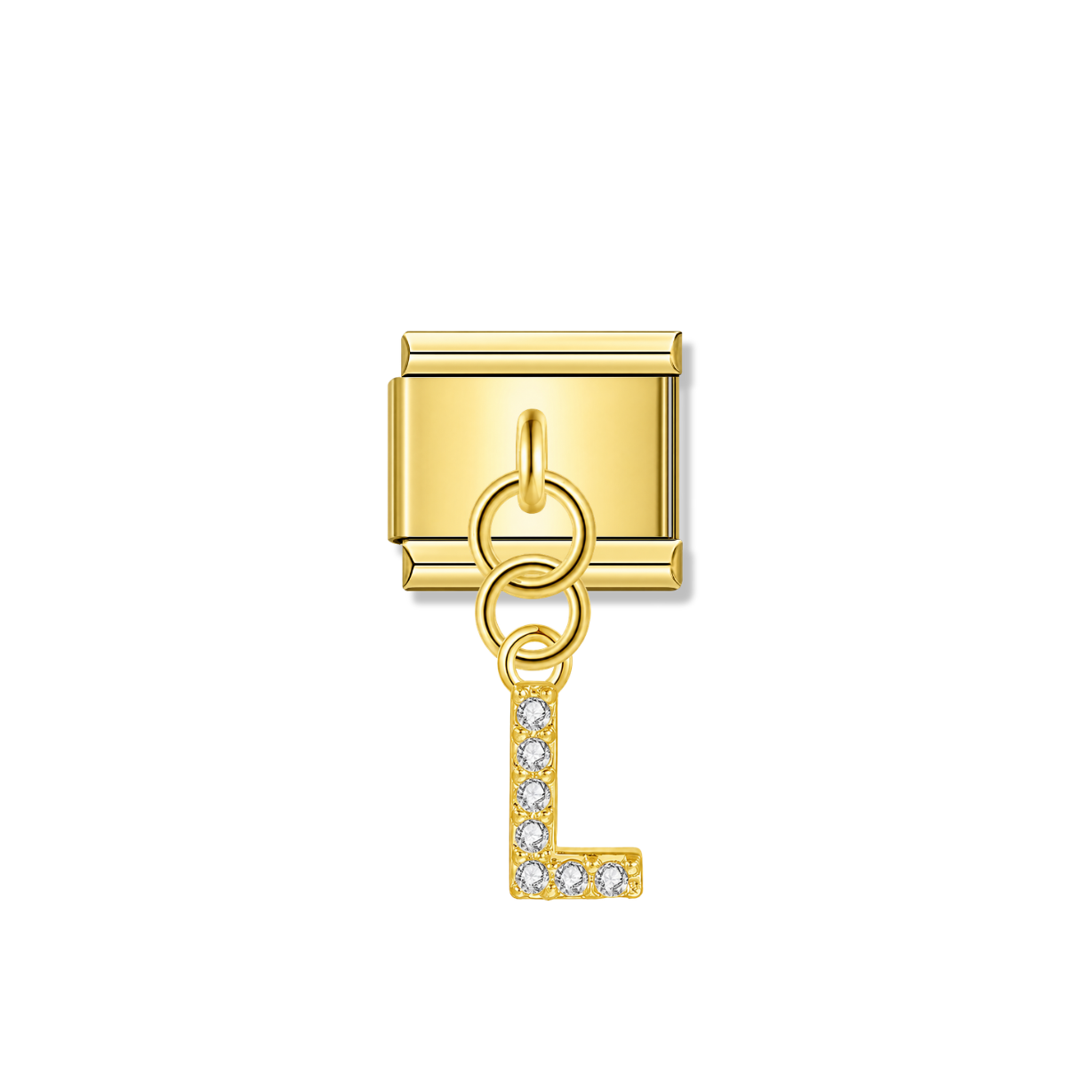 Letter L with CZ – gold Italian pendant charm by Italycharm