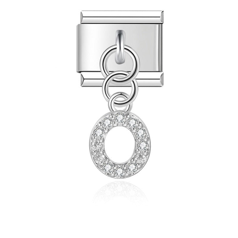 Letter O with CZ - Silver Pendant Charm