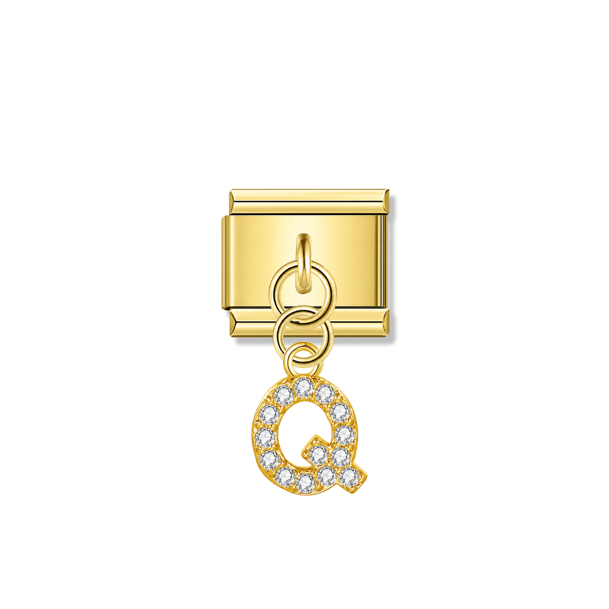 Letter Q with CZ – gold Italian pendant charm by Italycharm