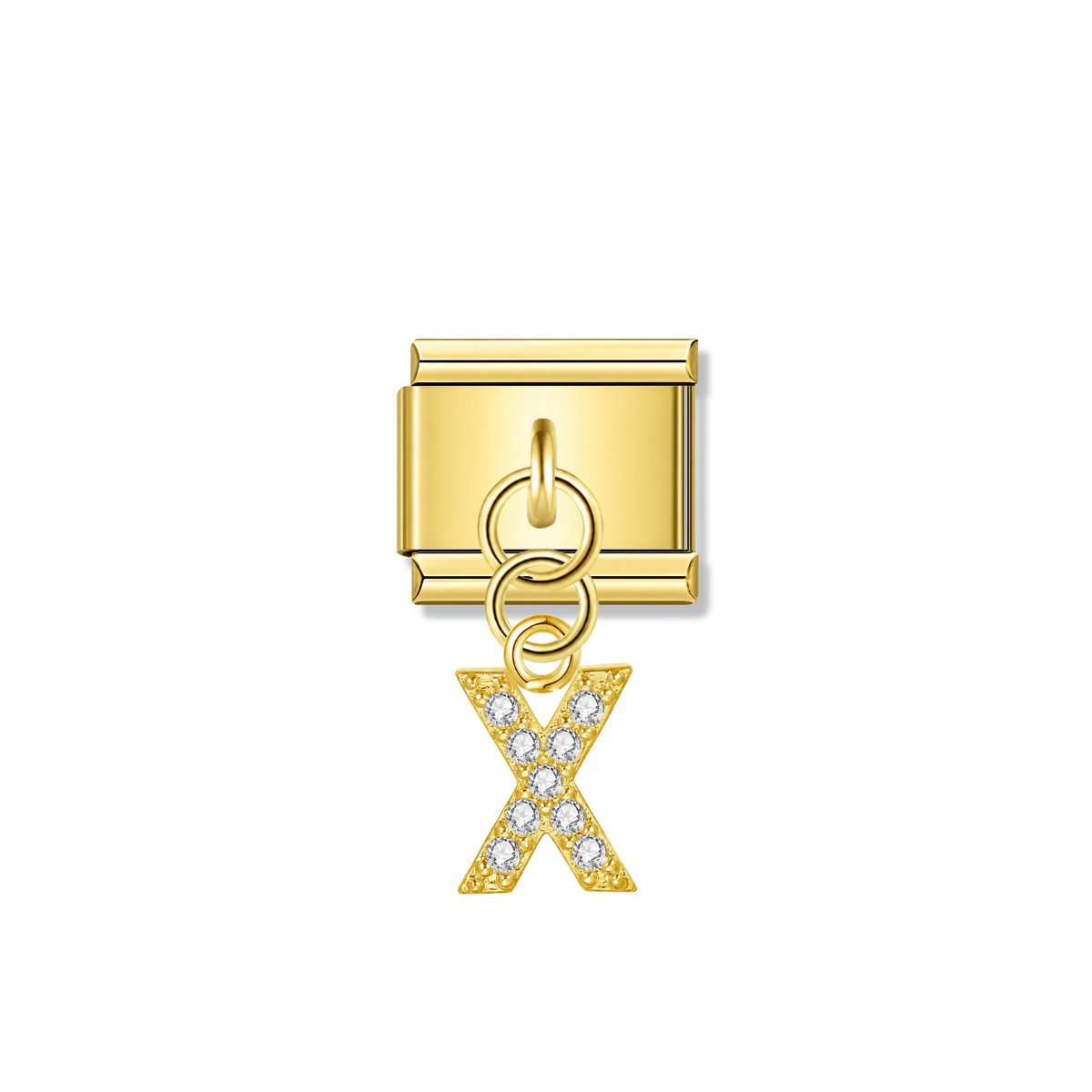 Letter X with CZ – gold Italian pendant charm by Italycharm