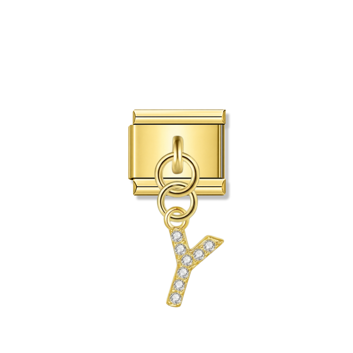 Letter Y with CZ – gold Italian pendant charm by Italycharm