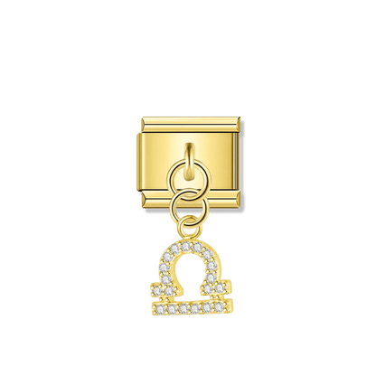 Libra with CZ – Gold Italian Pendant Charm – Italian charm by Italycharm
