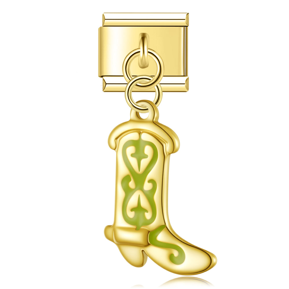 Lime Savannah Boot - Gold Italian Pendant Charm