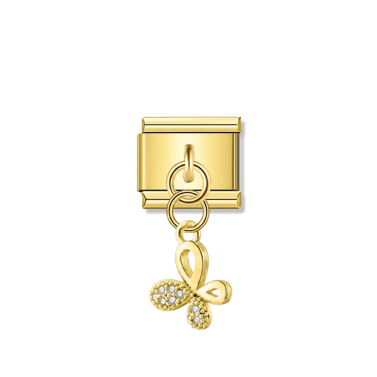 Little Sparkling Butterfly with CZ – gold Italian pendant charm by Italycharm