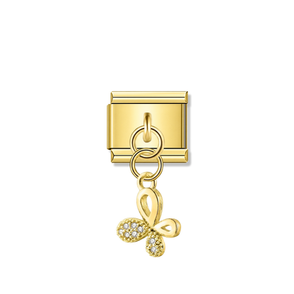 Little Sparkling Butterfly with CZ – gold Italian pendant charm by Italycharm