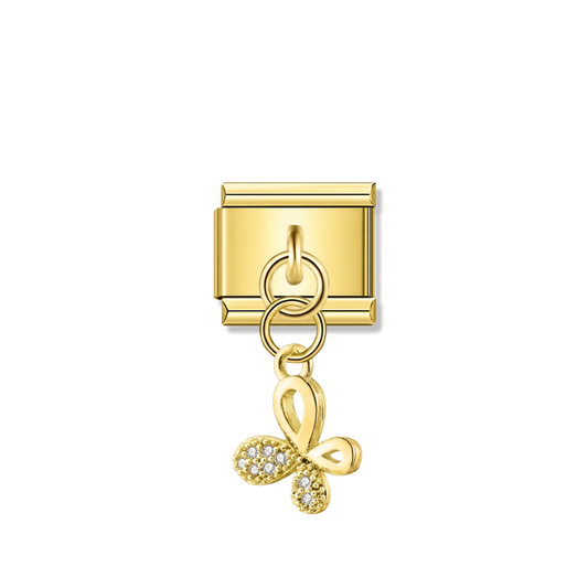 Little Sparkling Butterfly with CZ – gold Italian pendant charm by Italycharm