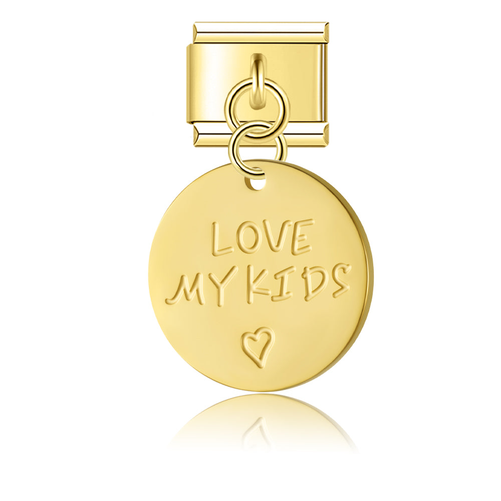 Love My Kids - Gold Italian Pendant Charm